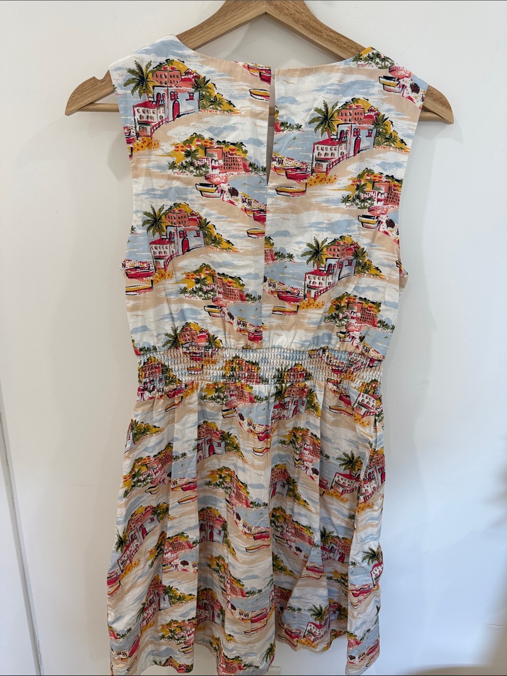 Boden Sleeveless Coastal Print Mini Dress in Light Blue and Pink - Picture 11 of 12